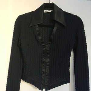 70s Style Popcorn Zipper V Neck Blouse